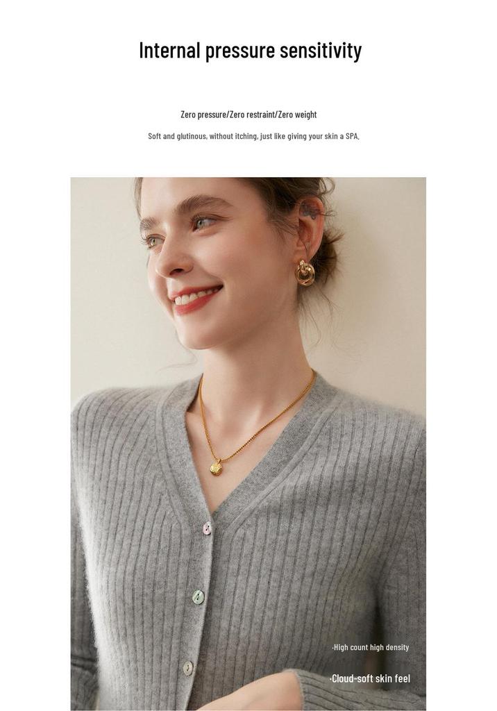 Women's 100% Pure Cashmere V-Neck Cardigan Sweater - Short Knitwear for Autumn/Winter