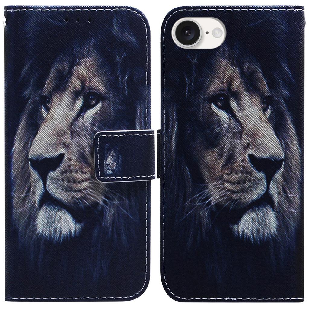 For iPhone 16e Wallet Phone Case Pattern Print Anti-Drop PU Leather Flip Cover