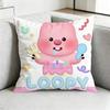 PPink Cartoon LoopyY Square DoubleSided Printed Pillow Case Bedroom Bedside Pillow Sofa Cushion Cover Gift