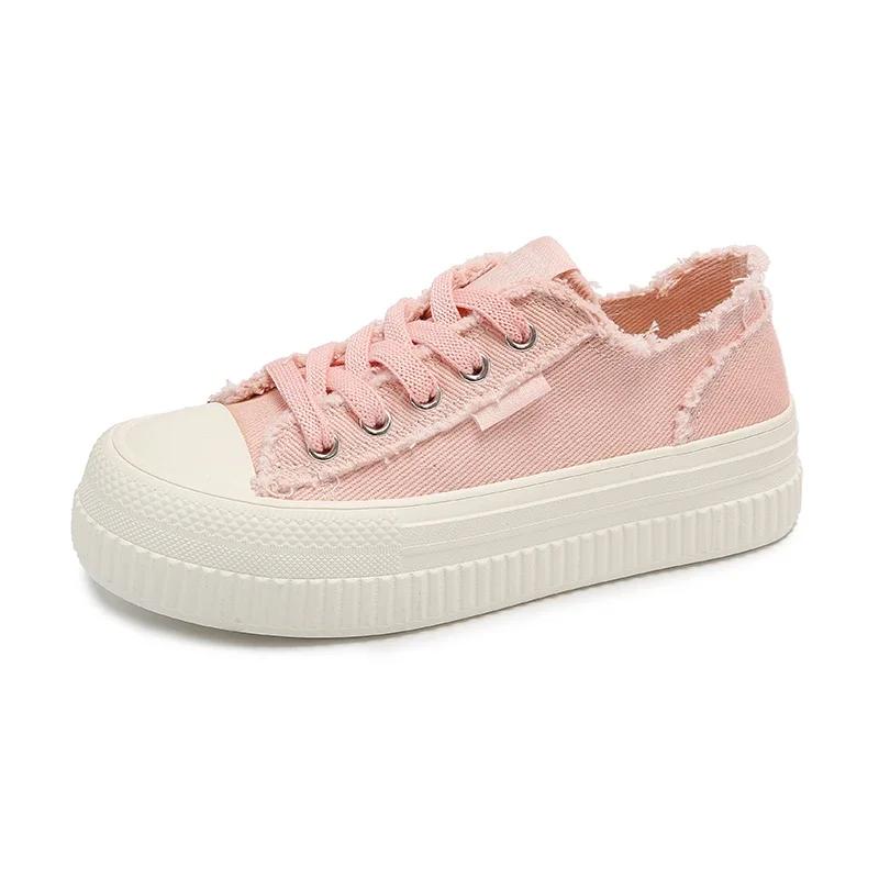 Fashion Comemore Canvas shoes women casual flats 2025 New trendy Korean version lace-up fashion female spring/autumn shoes tenis jeans