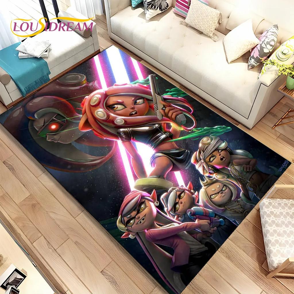 Games,Splatoon, Cartoon Gamers Area Rug,Carpet Rug for Living Room Bedroom Sofa Doormat Decoration, Kid Play Non-slip Floor Mat