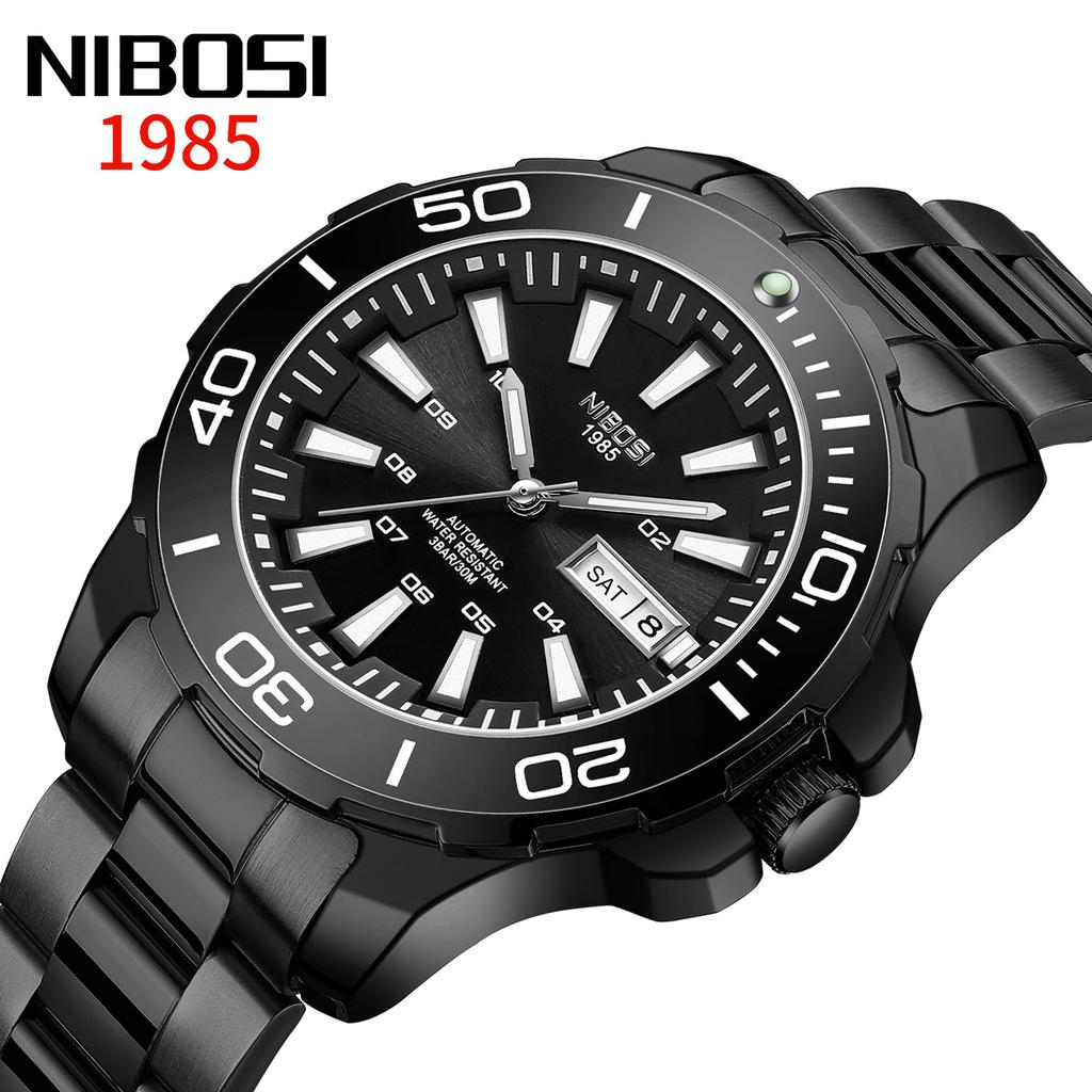 Nibosi Automatic Men'S Mechanical Watch Solid Steel Belt Multi-Function Luminous Waterproof