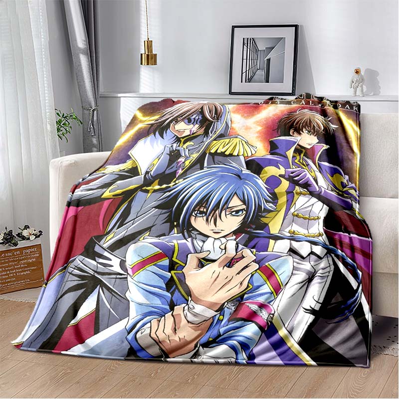Code Geass Lelouch of the Rebellion Full Cast Anime Flannel Throw Blanket, Soft Warm Sofa Bed Home Blanket