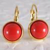 Vintage Golden Plated Red Round Beads Dangle Earrings Women's Elegant Pendant Earrings Jewelry Accessories Fit Festival Weddings