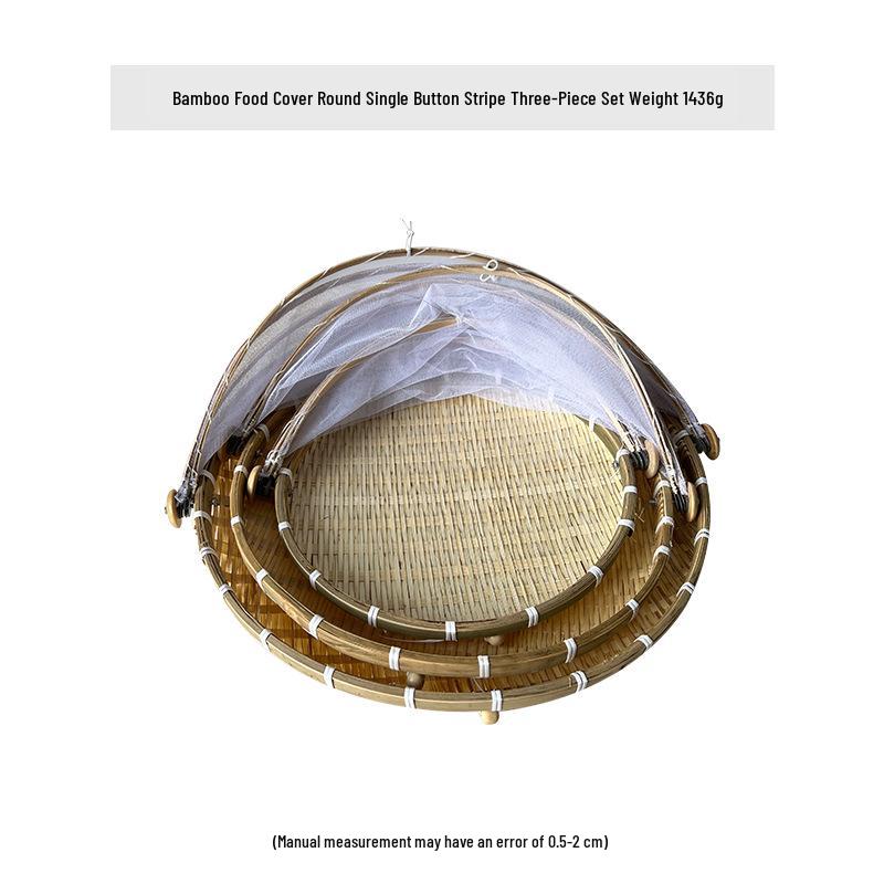 Bamboo Weaving Steamed Bun Drying Basket with Mosquito-Proof Cover