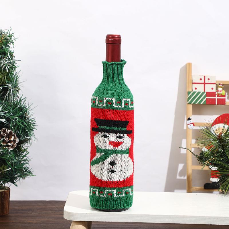 Festive Cartoon Wine Bottle Covers for Christmas Table Decor