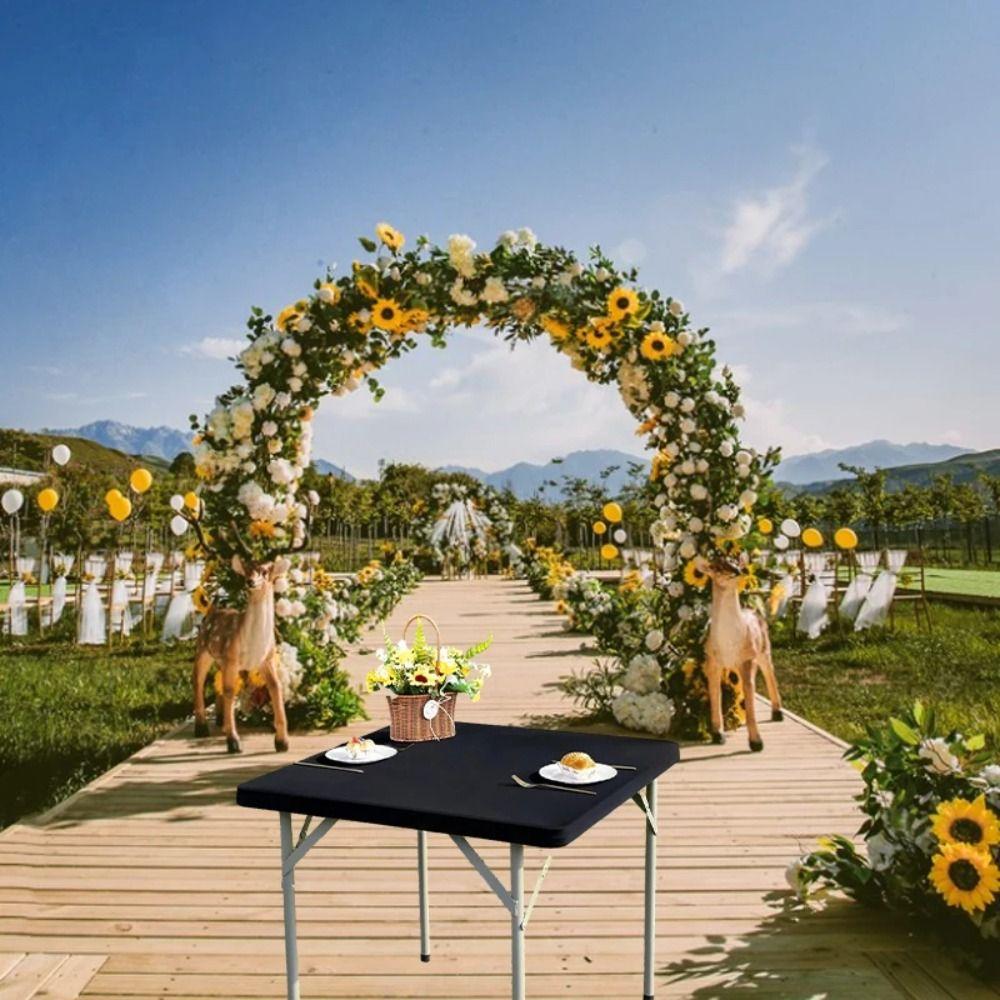 Solid Color Stain-Resistant Tablecloth Elastic Table Protector Durable Square Table Cover  Wedding