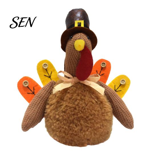 Erntedank-Deko Plüsch-Truthahnspielzeug für Thanksgiving, Herbstfest Gefüllt mit Pilgerhut, Plüschtier Tischmittelstück Dekoration Dekorativ
