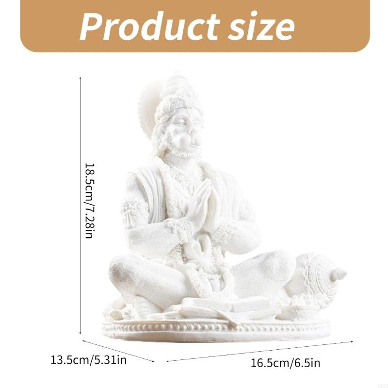 62KD Resins Hanuman Statue Figurine Hindu God of Strength Meditating Sculpture Home Tabletop Decors Buddhas Statue Ornament