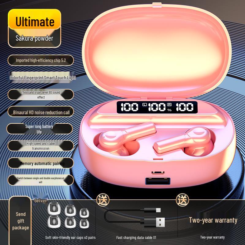 New Wireless Bluetooth D2 Earbuds with Three-Screen Display and Large Capacity Charging Case