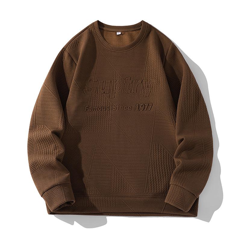 

Мужской теплый модный универсальный свитер большого размера из мягкой ткани, свободный повседневный спортивный трикотаж с длинным рукавом 8XL коричневый