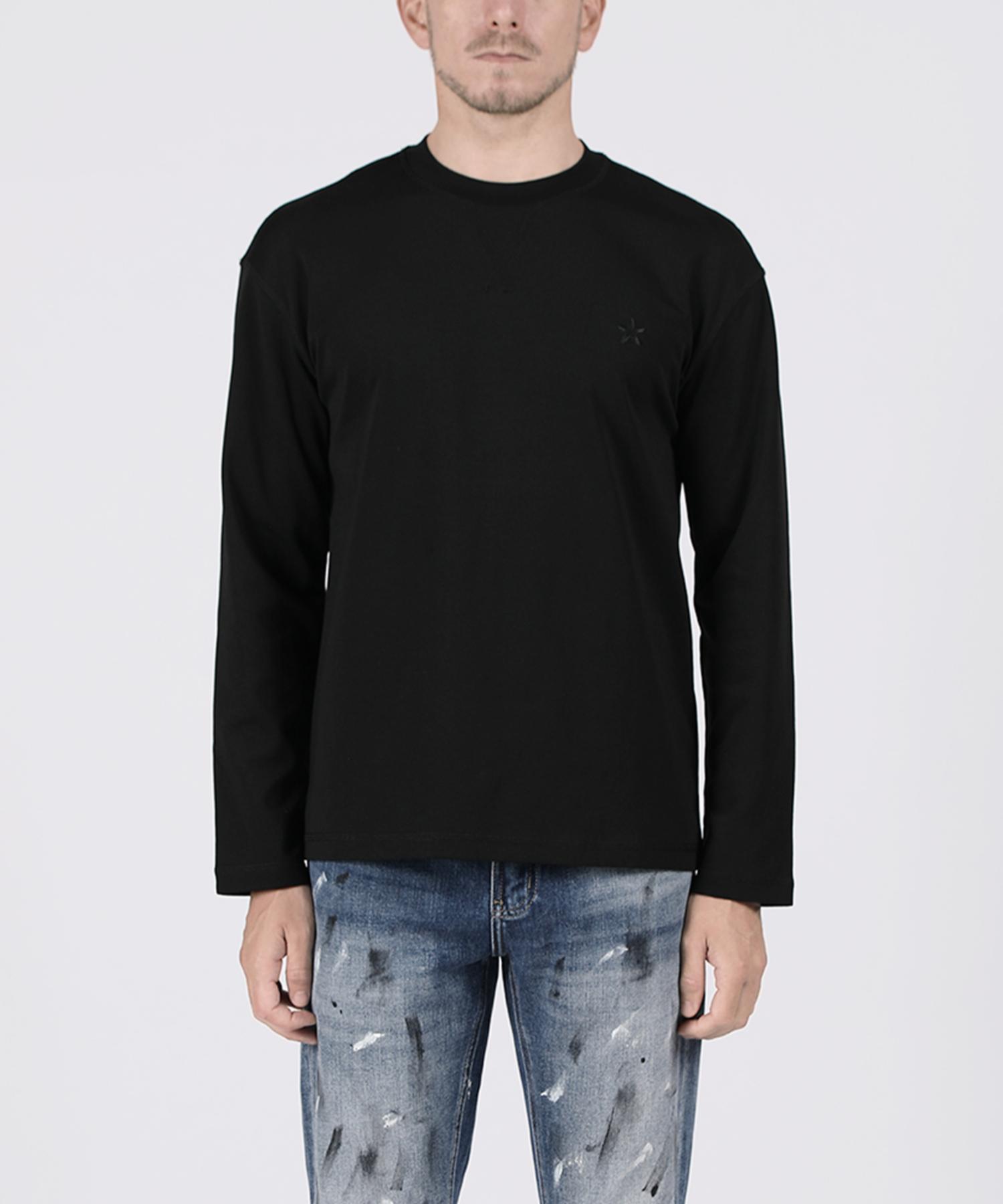 Panicalle Black Basic Long Sleeve Triangle T-Shirt Black/Xl