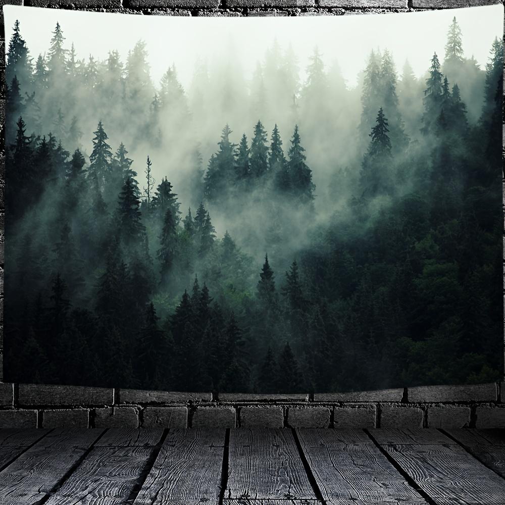 Natural Fog Tree Backing Wall Mounted Living Room Bedroom Office - Harmonious Mountain Scenery Forest Decoration