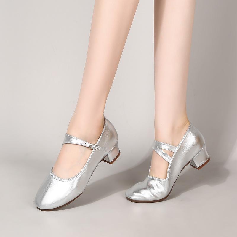 Fashion Sweet Girls Mary Jane Pumps Shoes for Women 2024 New Round Toe Ankle Warp Gold Sliver High Heels Woman Dress Shoes Plus Size 42