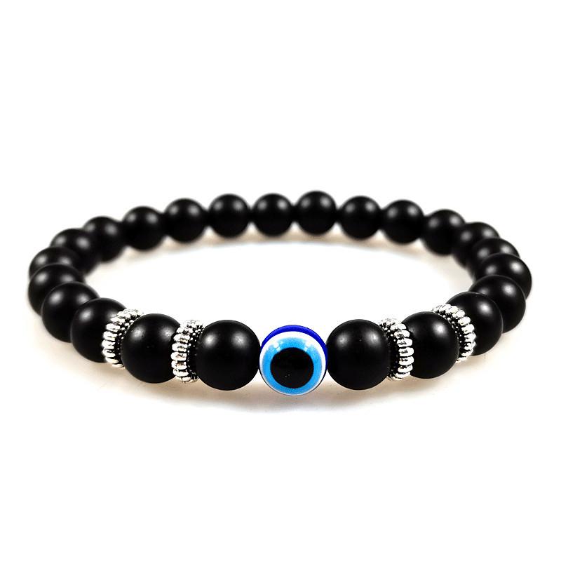 

Унисекс браслет из бусин 8 мм Тигровый глаз и матовый лавовый камень Глаз Фатимы 8mm
