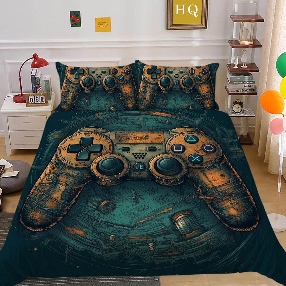Set de husă de pat cu imprimare pentru consola de jocuri 3D Lenjerie de pat pentru acasă Lenjerie de pat de o singură dimensiune pentru băiat Copil