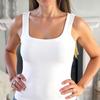 Yoga Vest Super Soft Stretch Fabric Built-in Bra Camisole Square Neck Sleeveless Slim Fit Layering Tops Activewear