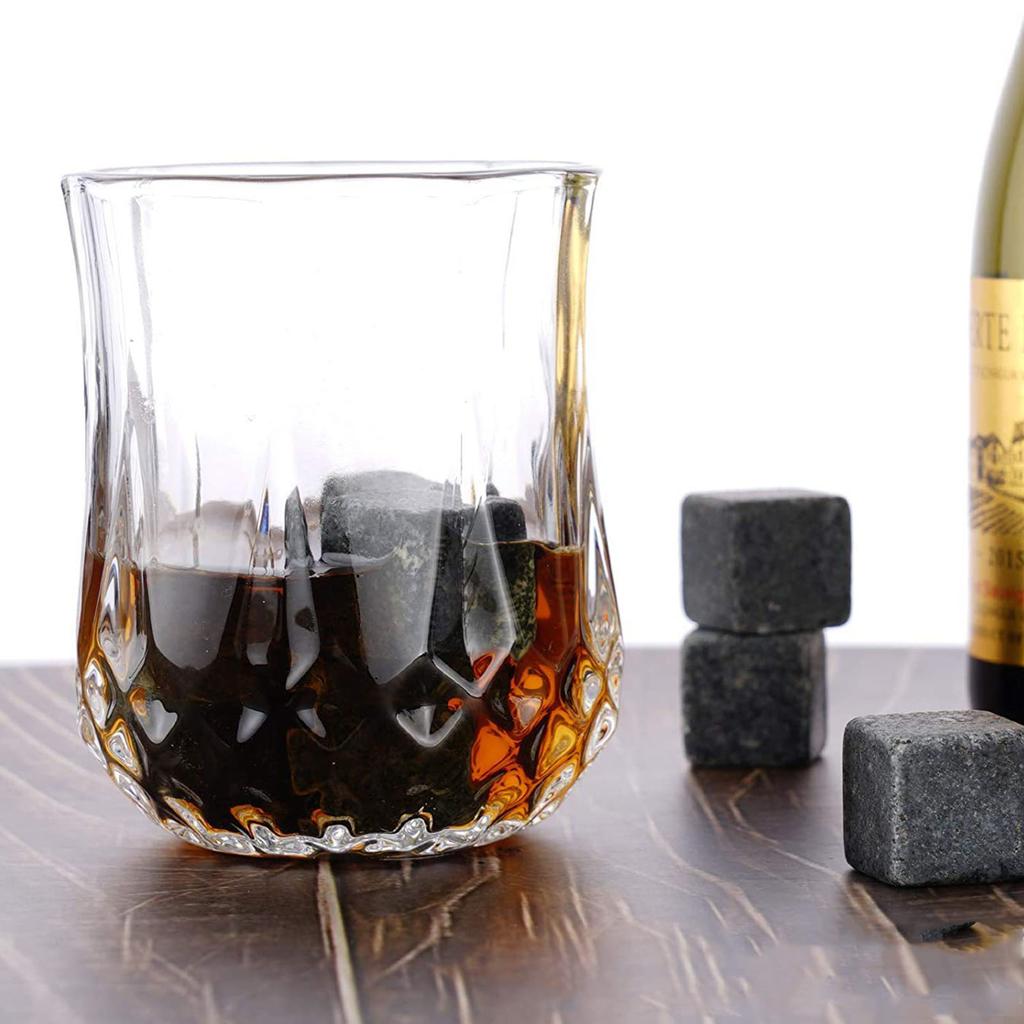 9 Pezzi Pietre Raffreddamento Vino Riutilizzabili Granito Bevande Whisky Rocce Rinfrescanti con Scatola Regalo in Legno