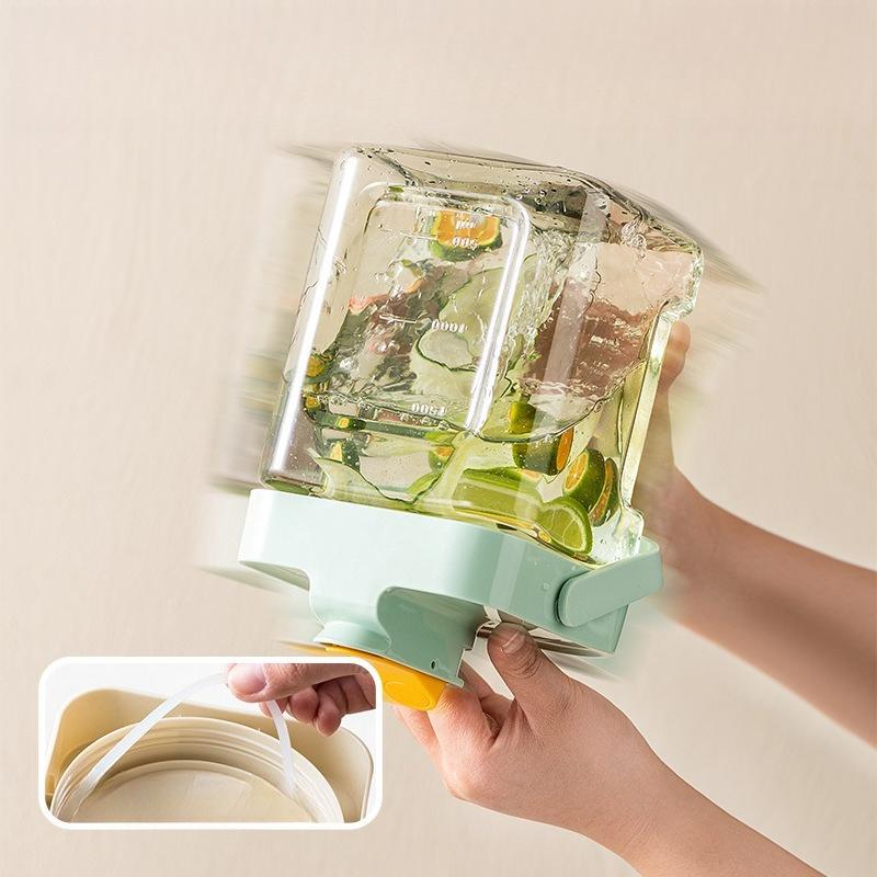 2.3L Refrigerator Water Bottle with Faucet Large Capacity Cold Bubble Bottle for Household Use Cold Water Kettle Juice Bucket