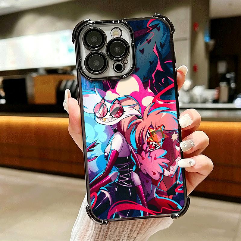 Hazbin Hotel Anime Plating Phone Case For Iphone 16 17 Pro Max Air 16E 14 15 Plus 12 13 Mini Anti-Fall Airabag Cover