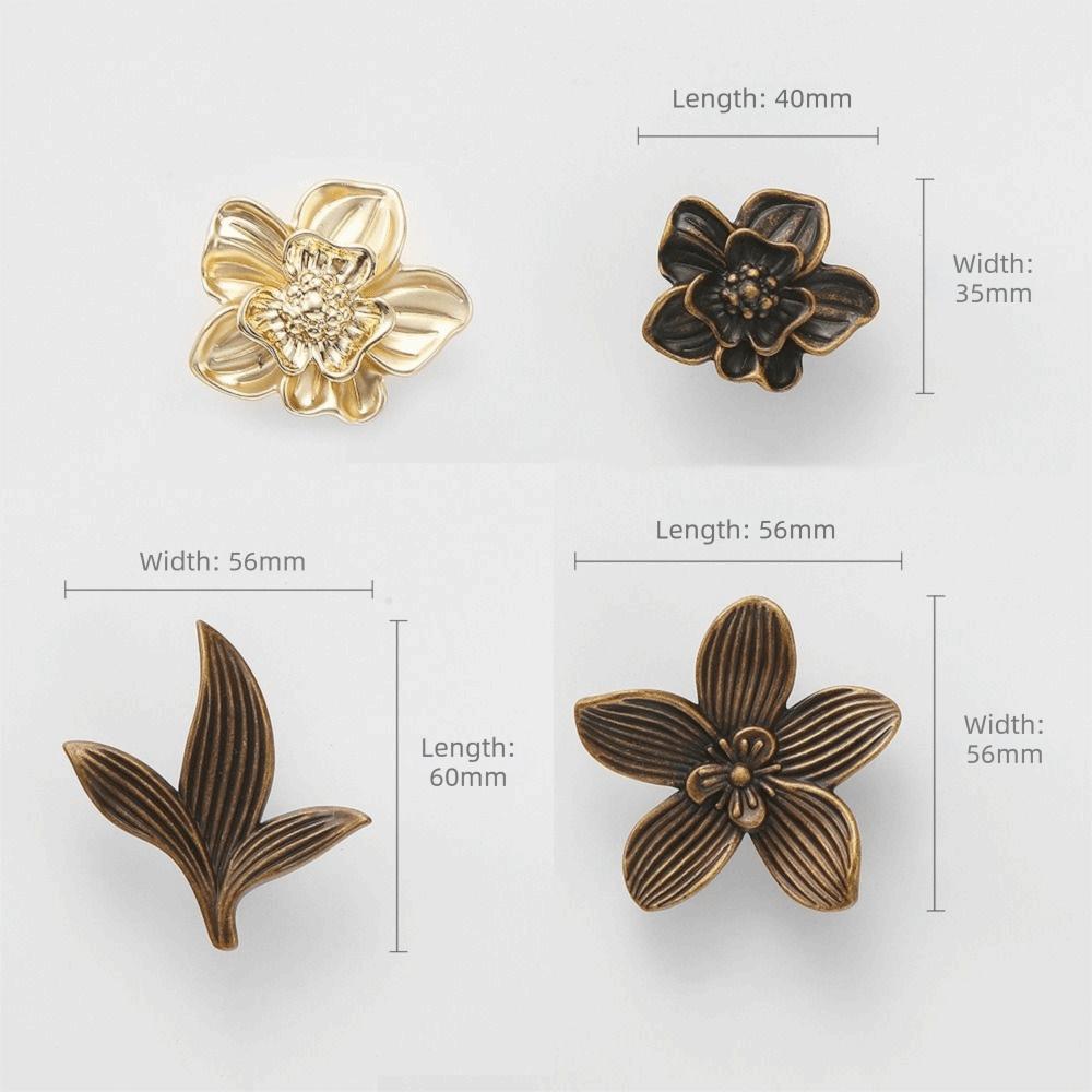 Zinc Alloy Drawer Knob Gold Finish Creative Petal Design Drawer Handle Bronze Finish Flower Shaped Handle Furniture Cabinet