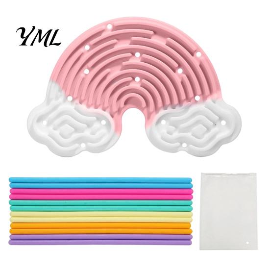 Toddlers Sensory Toys Silicone Activity Board, Christmas Tree Rainbow Ice Stick French Fries Stress Relief Tools Board with Strings, Silent Fidget Toy