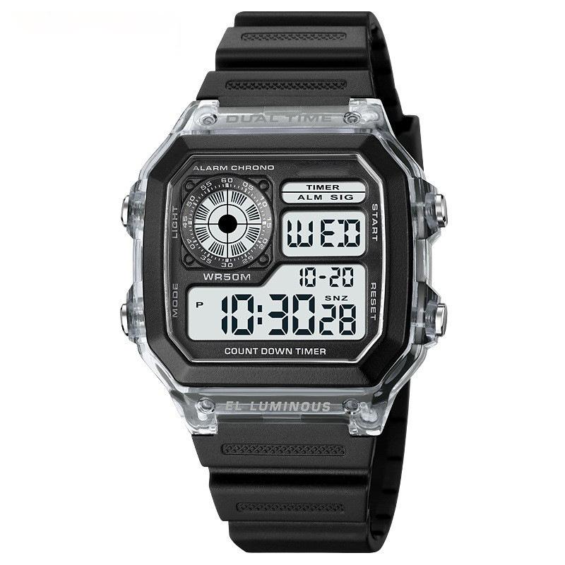 

Transparent Case Ice Feeling Outdoor Sports Student Electronic Watch Waterproof Multi-Function Men S And Women S Fashion Watch белый