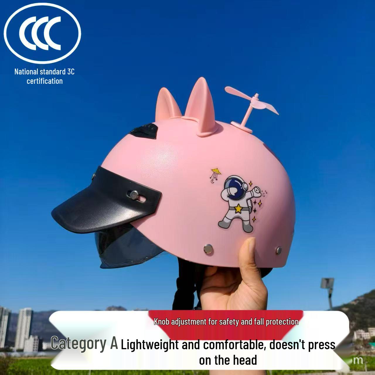 3C Certified Unisex Electric Vehicle Helmet: Summer Motorcycle & E-Bike Safety, Sun Protection, All-Season Use. Black Astronaut + Sun Visor