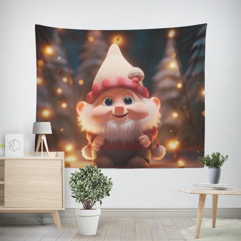 Christmas New Year Santa Claus Deer Painting Pattern Tapestry Living Room Sofa Car Interior Decoration Tapestry