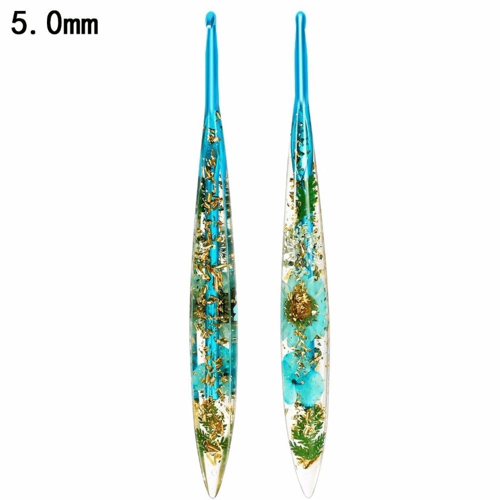 Floral Resin Grips Crochet Hook Non-Slip 2.0-6.0mm Knitting Needle Yarn Knitting Knitting Tools DIY Weaving Tools Sweater Making