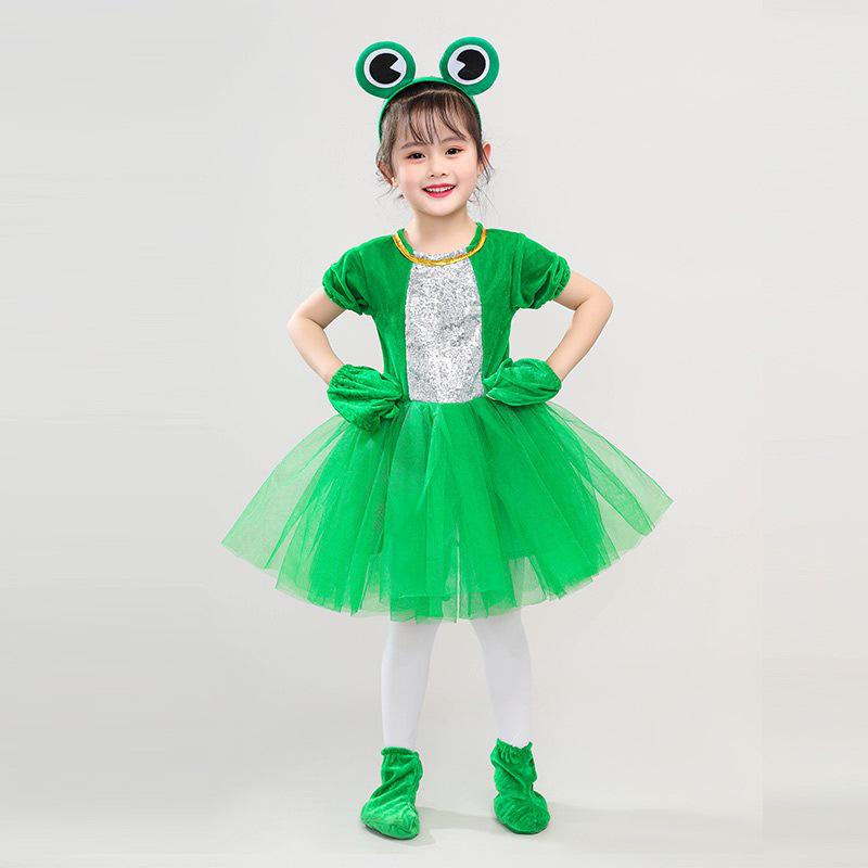 Costume da Ballo Rana Verde per Bambini - Vestito di Scena per Girini che Cercano la Mamma