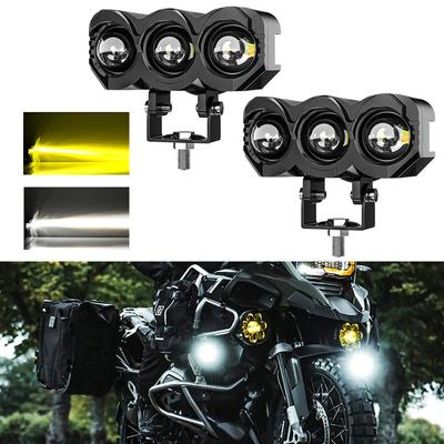 1/2pcs Universal 25W Led Headlight Dual Color Three Lens LED Spot Light with High and Low Beam Motorcycle Led Driving Lights
