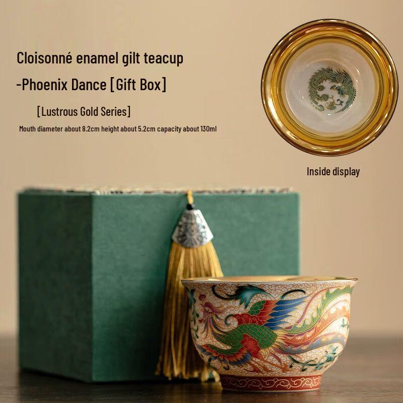 

Chinese Gilded Dragon & Phoenix Ceramic Teacup