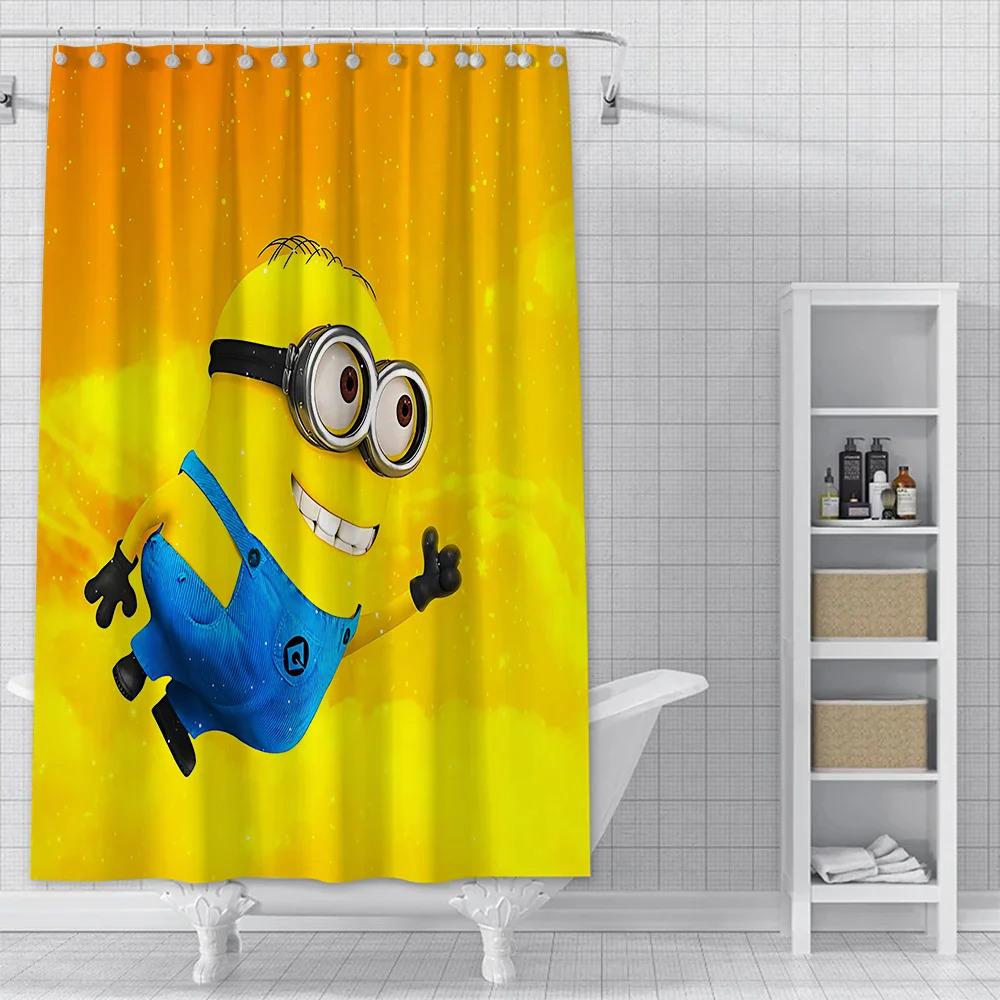 JDJ32Hot S-Minions Cartoon Shower Curtain Waterproof Polyester Fabric Paint Colorful Bath Curtains Home Bathroom Curtain Wit3M