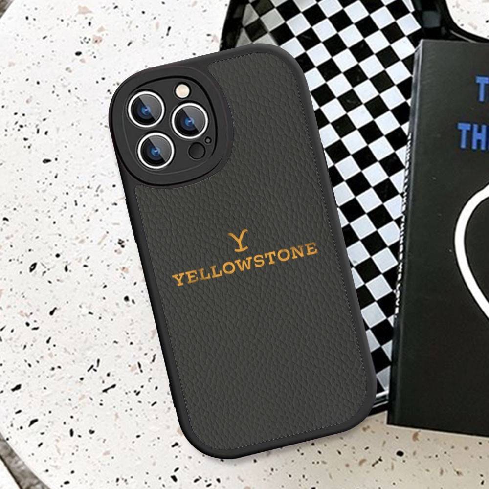 

Y-Yellowstone Logo Phone Cover For IPhone 11 12 13 14 15 16 Pro Max Mini Plus Soft Leather Case iPhone 14 plus