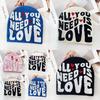 Simple Color Blocked Letter Heart Pattern Women Casual Warm Knitted Hat For Autumn Casual Wear
