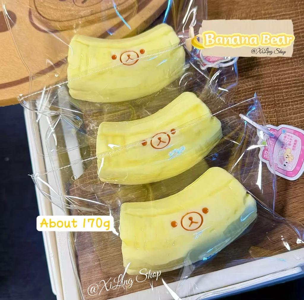 1 Stück handgemachtes Squishy mit Buttertextur - Bananenbär-Form zur Stressbewältigung - Silikon in Lebensmittelqualität für Kinder