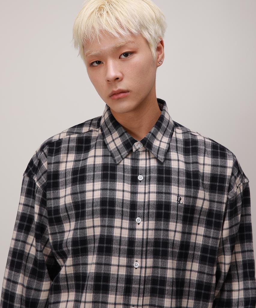 Dibellobeu Heritage Flannel Oversized Check Shirt_Navy