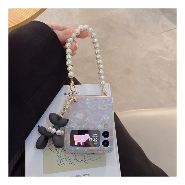 

Милый чехол с рисунком ракушки для Samsung Galaxy Z Flip 4 3 5g, чехол с портативным жемчужным браслетом, подвеска с мультяшной собакой For Samsung Z Flip 3