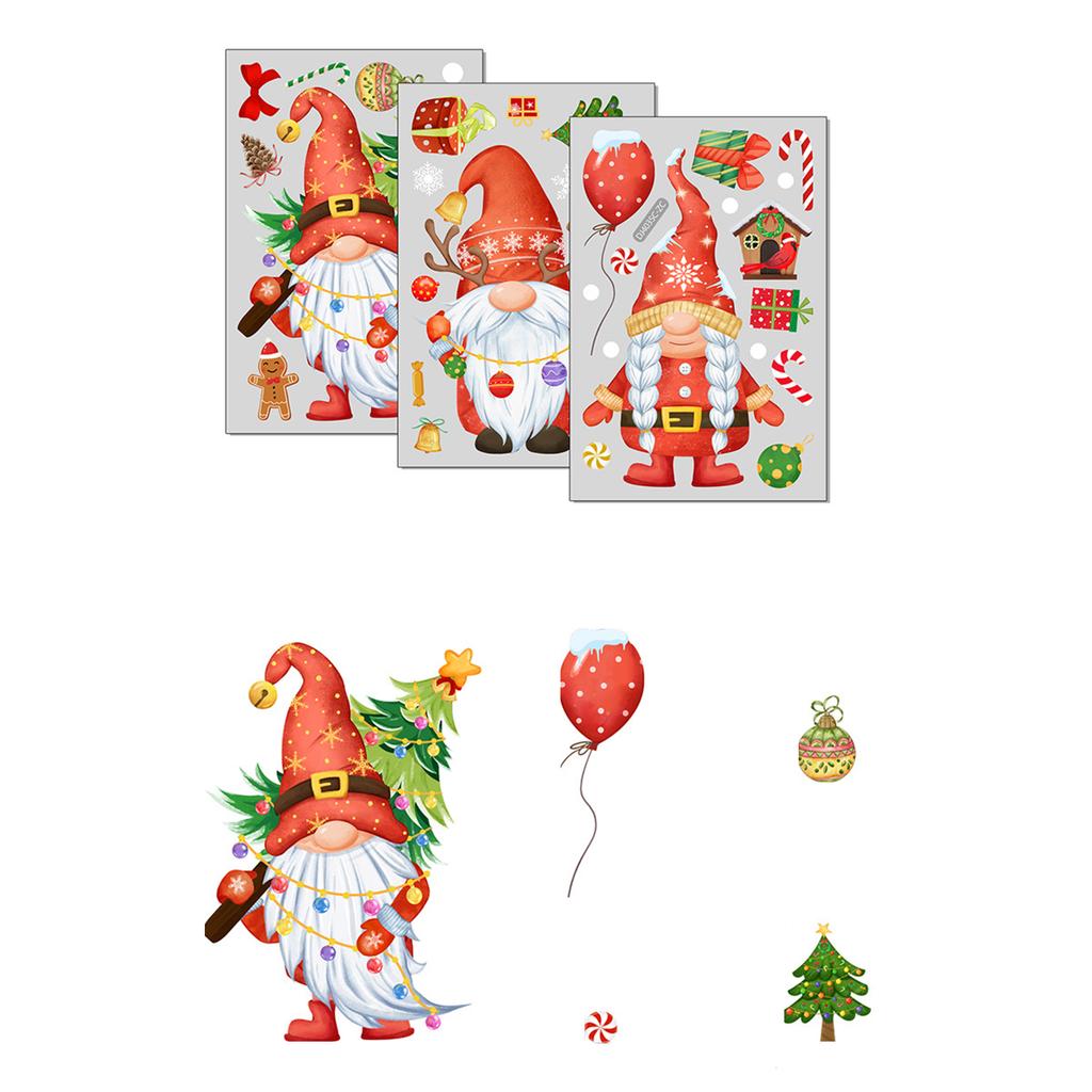 Reusable Christmas Window Clings Glass Door Sticker Gnomes Dwarf Faceless Stickers Set Double Sided