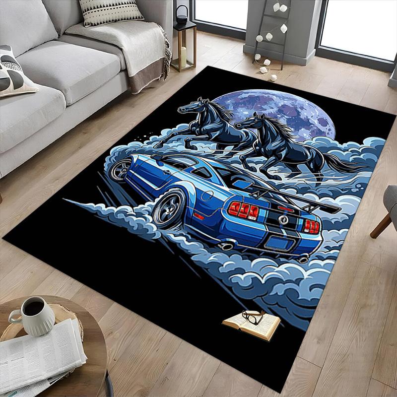 1PC Horse Car Non-Slip Floor Carpet Compatible for Office&Living Room&Bedroom&Dining room - Soft & Pattern, Vibrant Colors-H0340