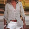 Women's Cotton and Linen Solid Color Loose-fitting Three-quarter Sleeve Shirt