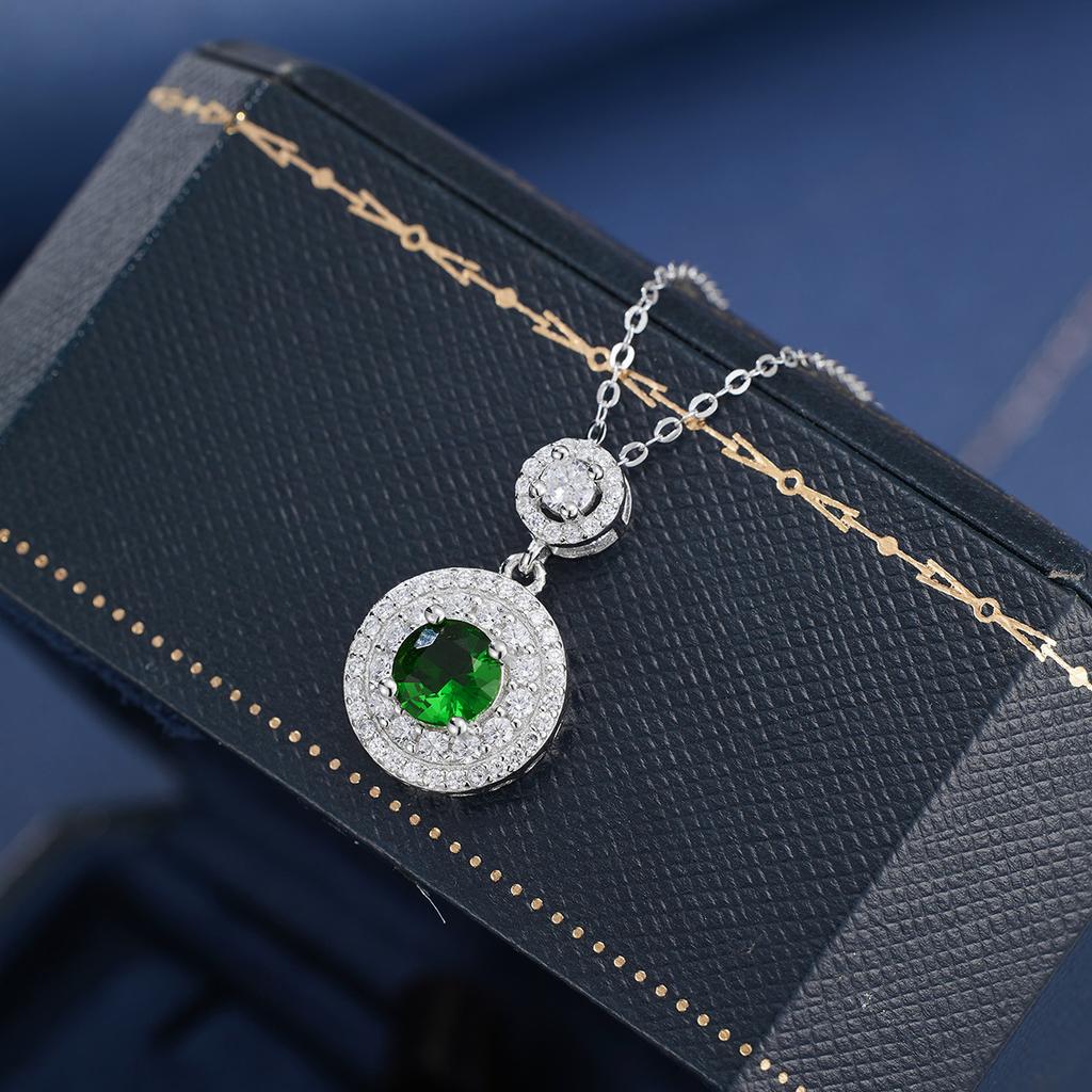 925 sterling silver round necklace women's exquisite full diamond pendant rich woman collarbone chain zircon neck jewelry niche jewelry