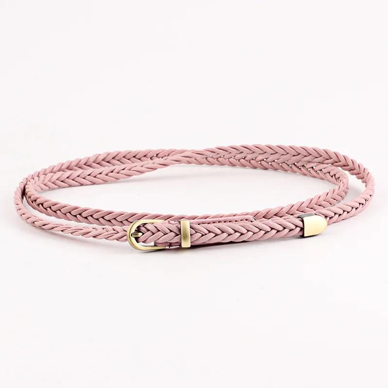 Women Belts New Retro braid PU Leather Metal Pin buckle Belt Girl Dress Jean Pants Waistband Belts Clothing Accessories 0.8X99cm