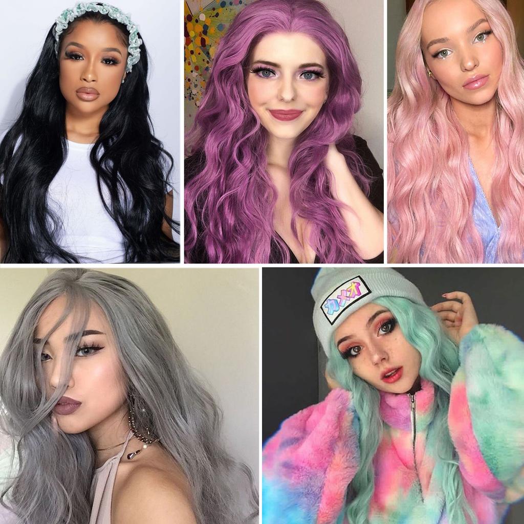 MISSQUEEN Syntetická paruka s dlouhou vodní vlnou Středně oranžová paruka z tepelně odolných vláken vhodná pro ženy na každodenní nošení