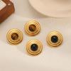 New Design Natural Stone Stainless Steel Round Stud Earrings for Women Gold Plated Waterproof Jewelry Gifts
