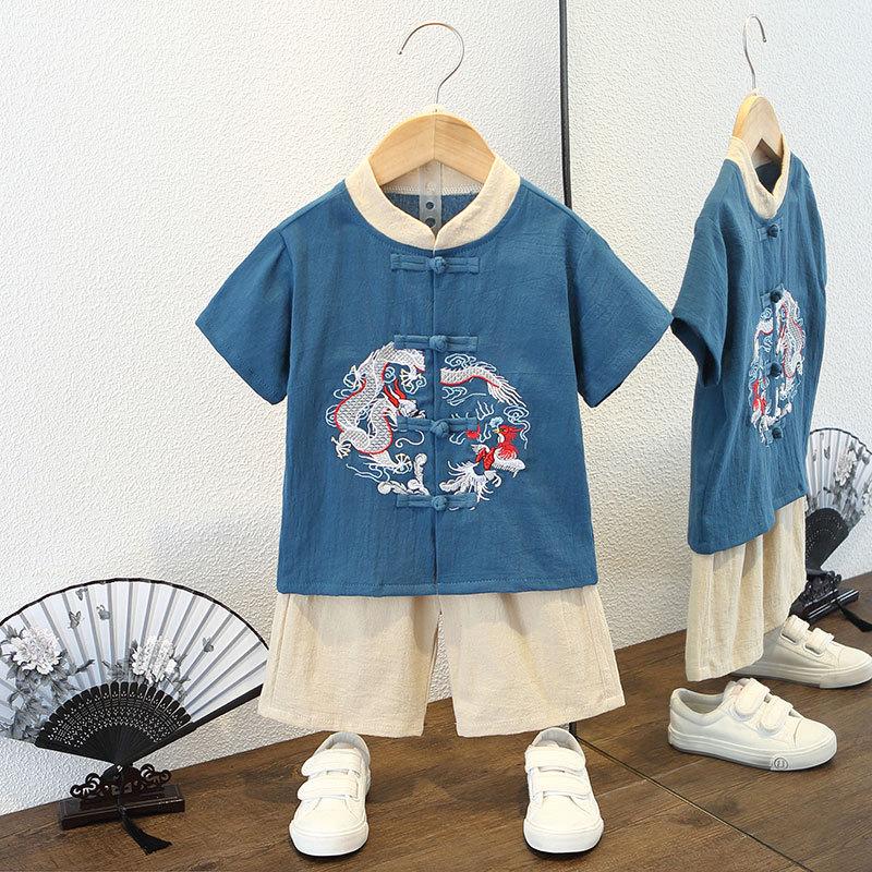 

Детский ханбок, летняя одежда для выступлений в китайском стиле для мальчиков, костюм для девочек в древнем стиле Тан, костюм для выступлений в детском саду, костюм 120