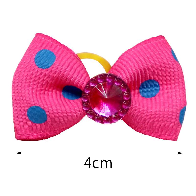 Sött set med husdjursrosetter Små hundar Pälsvårdsaccessoarer Gummiband Valp Katt Huvudbonad Tryckt Rosett Handgjort Hårband för Hund Grossist