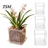 Hydrophobic Pot for Succulents Clear Orchid Planter with Saucer, Square Plant Full View Growth Drainage Holes, Transparent Flowerpot Phalaenopsis,