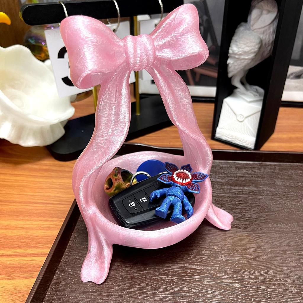 Cute Bowknot Shaped Jewelry Organizer Home Desktop Storage Tray Decor Display Holder for Ring Earrings Living Room Bedroom Decor